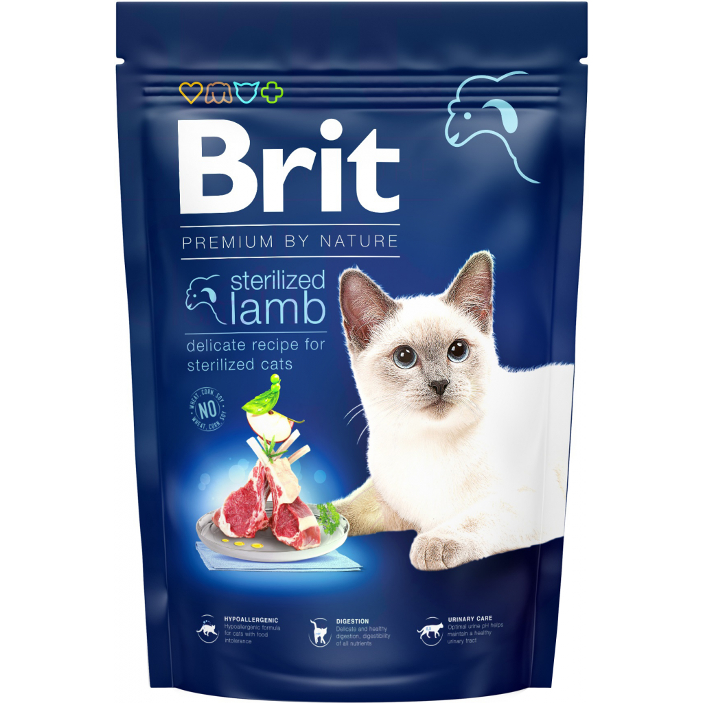 Сухий корм для кішок Brit Premium by Nature Cat Sterilized Lamb 1.5 кг (8595602553167) - зображення 1