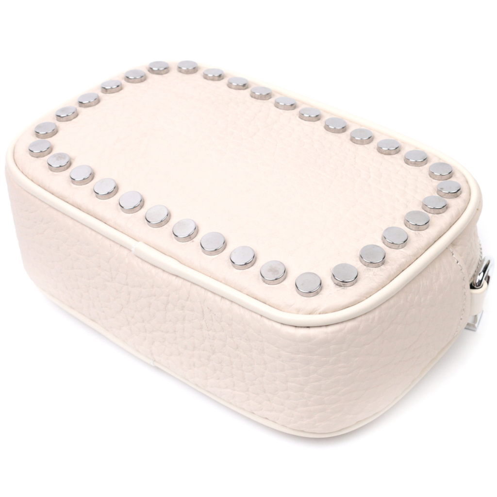 Сумка Vintage Шкіряна декорована металевими кнопками Біла (22334) - зображення 5