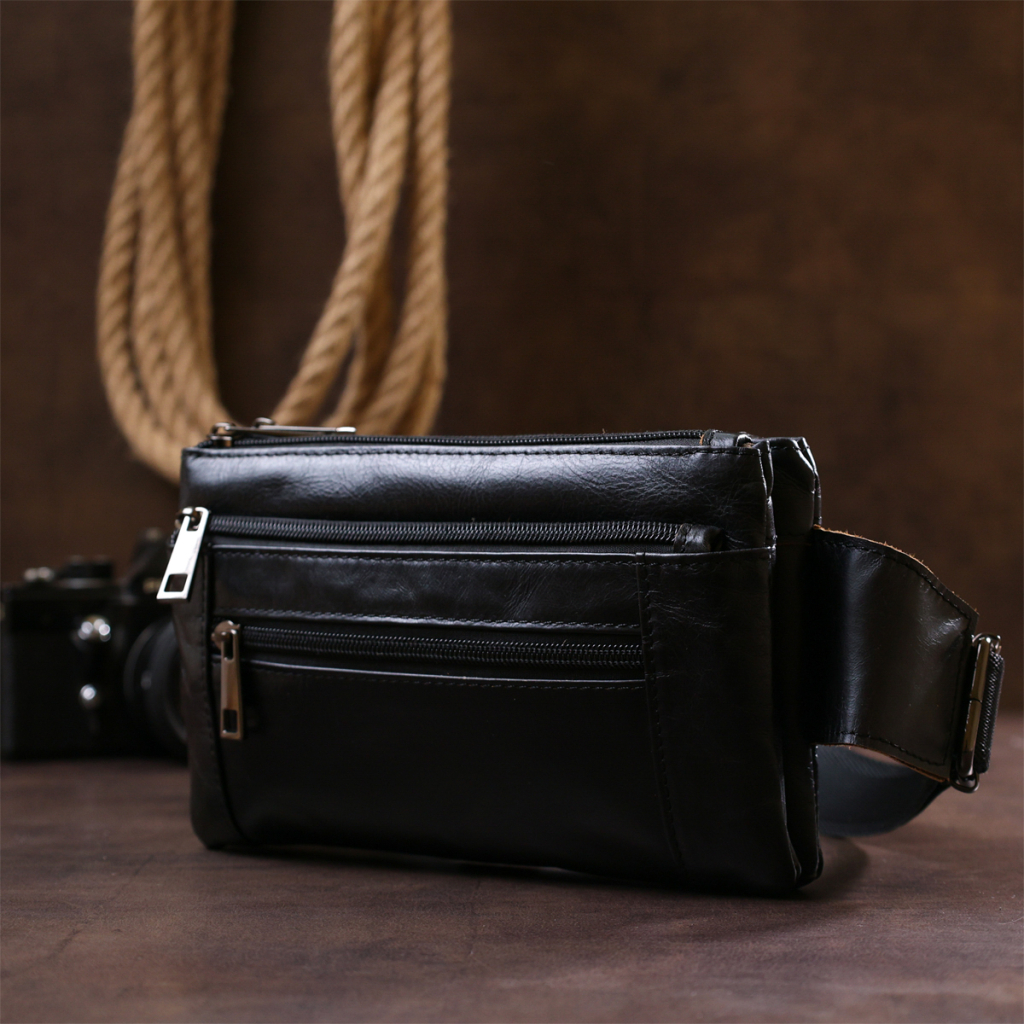 Сумка Vintage На пояс з натуральної шкіри Чорна (20474) - зображення 9