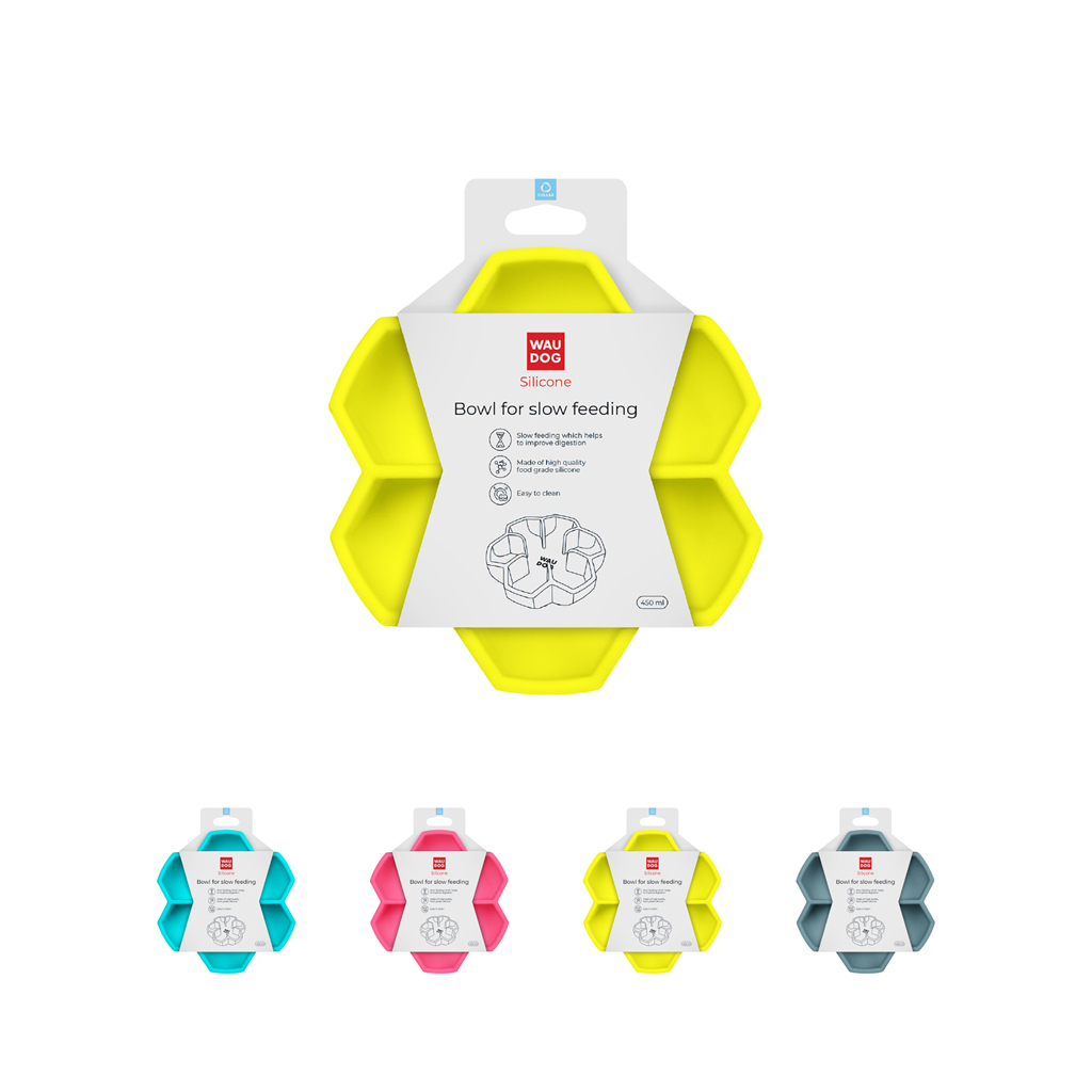 Універсальний посуд для тварин WAUDOG Silicone миска для повільного харчування 450 мл жовта (23538) - изображение 6