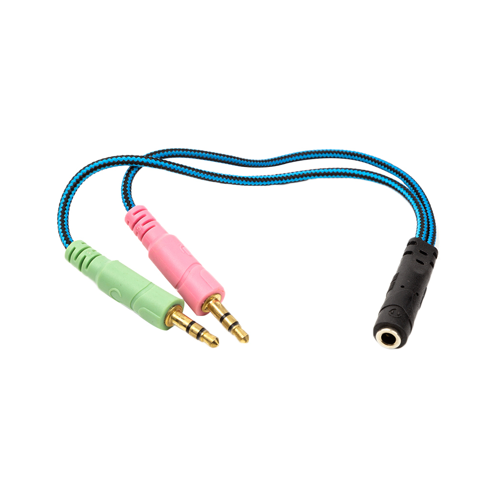 Перехідник 3.5mм 4pin (F) to 2x3.5mм 3pin (M), 0.22m PowerPlant (CA913084) - зображення 1