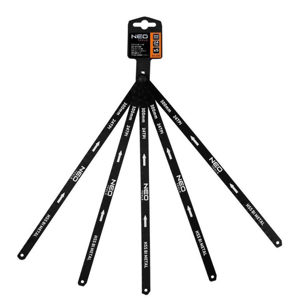 Полотно Neo Tools ножовочне по металу, 24TPI, 300мм, комплект 5шт. (43-355) - зображення 2