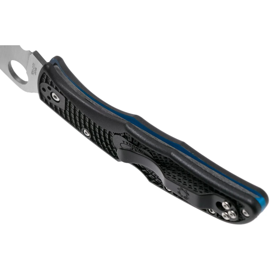 Ніж Spyderco Endura 4 Thin Blue Line напівсеррейтор (C10FPSBKBL) - зображення 6