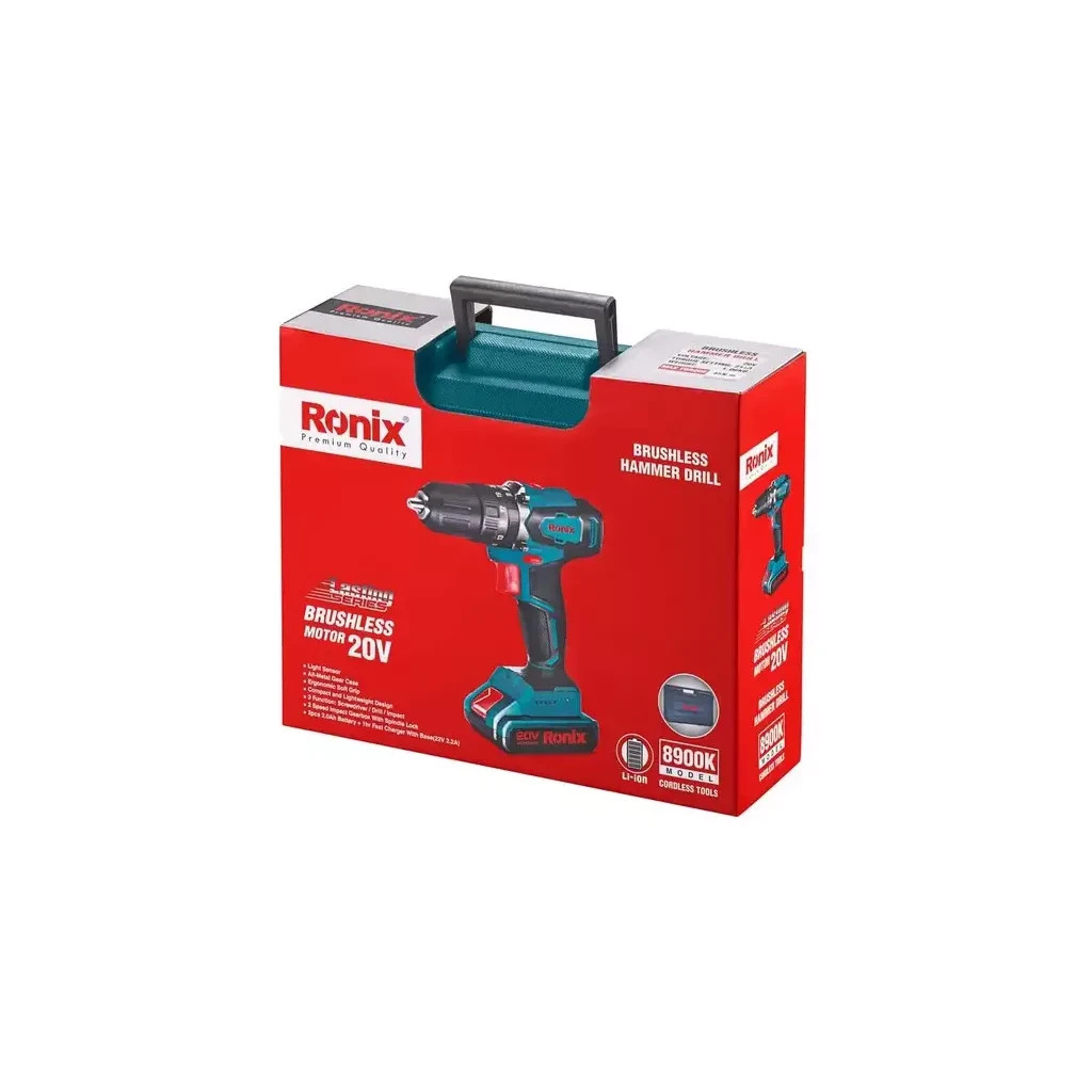 Шуруповерт Ronix ударний акумуляторний 20В, 2Ah х 2 (8900K) - изображение 11