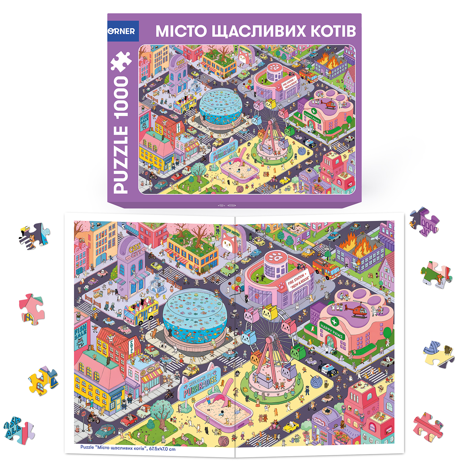 Пазл Orner Місто щасливих котів 1000 елементів - зображення 2