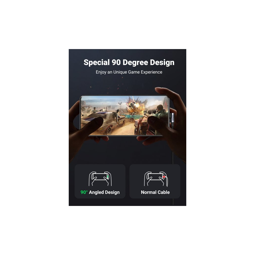 Дата кабель USB 2.0 AM to Type-C 1.0m US176 Both Angled 3A (Black) Ugreen (20856) - изображение 9