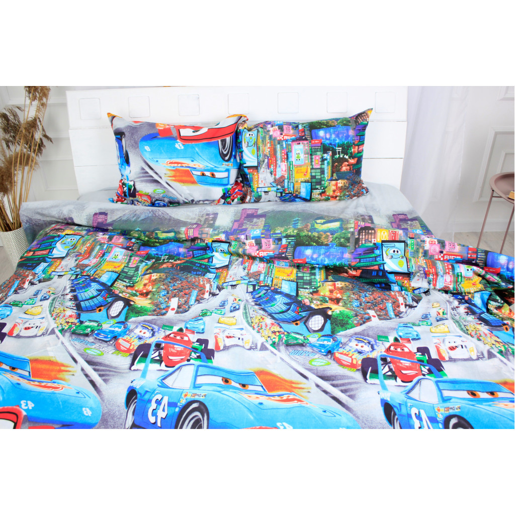 Постільна білизна MirSon Бязь Ranforce Elite 17-0260 Red Car Євро (2200004678641) - зображення 1