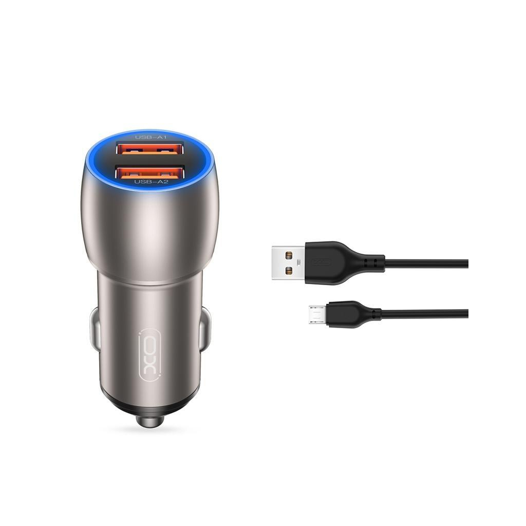 Зарядний пристрій XO 2xUSB QC3.0 36W + cable USB to Micro 5P black (СC52-M-BK) - зображення 1
