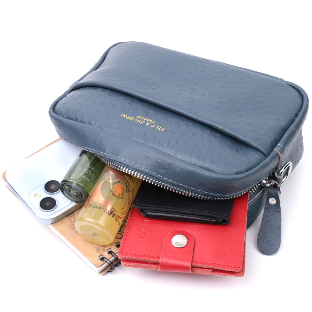 Сумка Vintage Жіноча з фактурної натуральної шкіри Синя (22661) - зображення 10