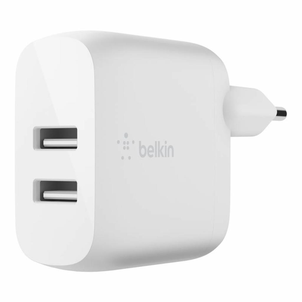 Зарядний пристрій Belkin Home Charger (24W) DUAL USB 2.4A, white (WCB002VFWH) - зображення 1