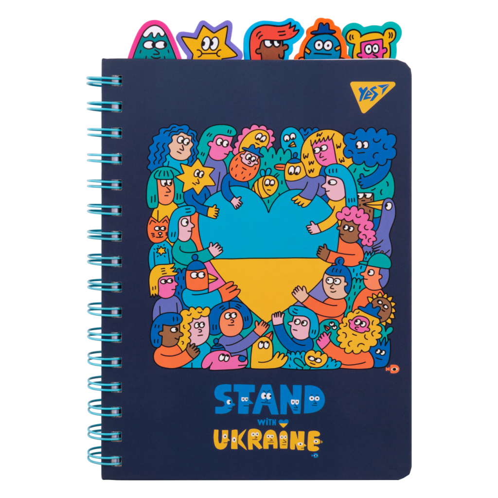 Блокнот Yes А5 96 аркушів на cпіралі із роздільниками Stand with Ukraine клітинка (151838) - зображення 1