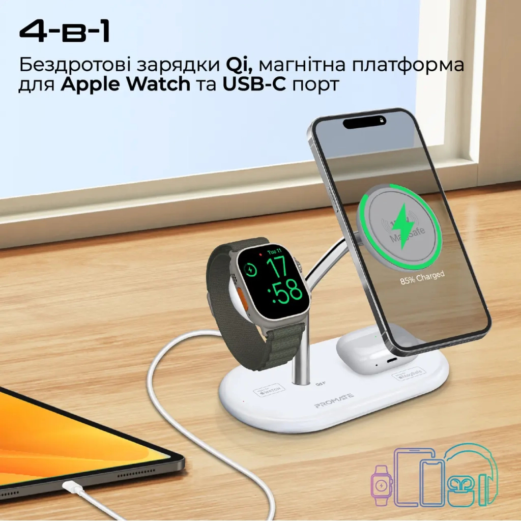 Зарядний пристрій Promate synergy-pro.white - зображення 3