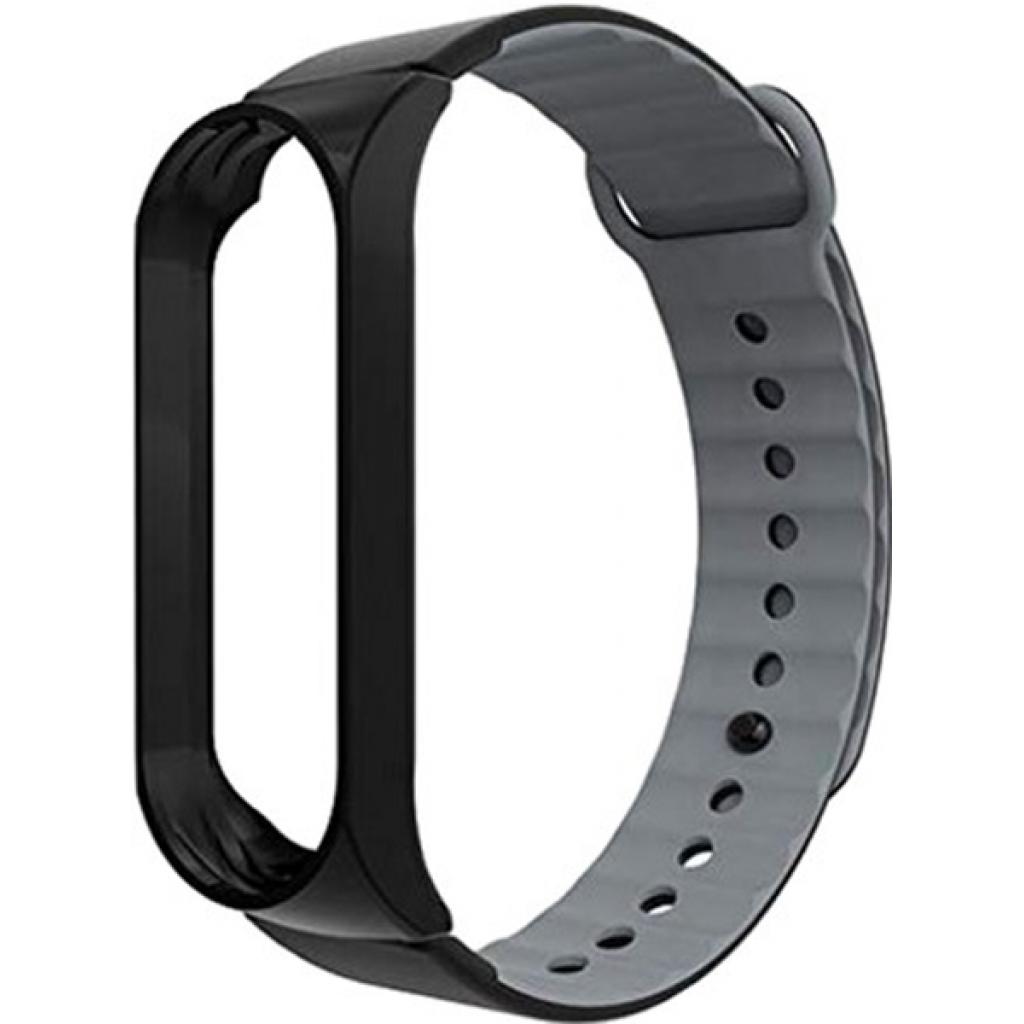 Ремінець до фітнес браслета Armorstandart Sport Silicone Band для Xiaomi Mi Band 3 Black/Grey (ARM54514) - зображення 1