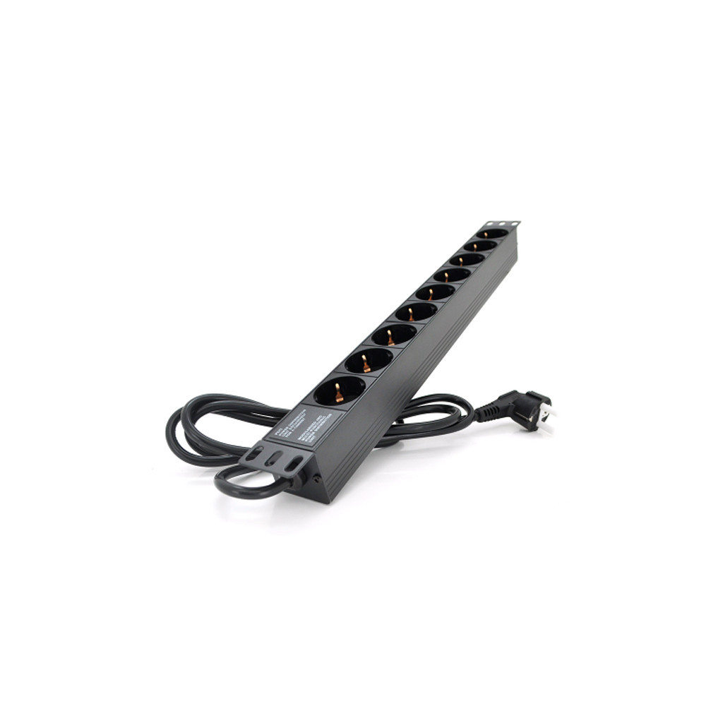 Силовий блок Pipo 19" 9 розеток, кабель 1.8м, алюм. корпус (PP9PDUGR) - изображение 1