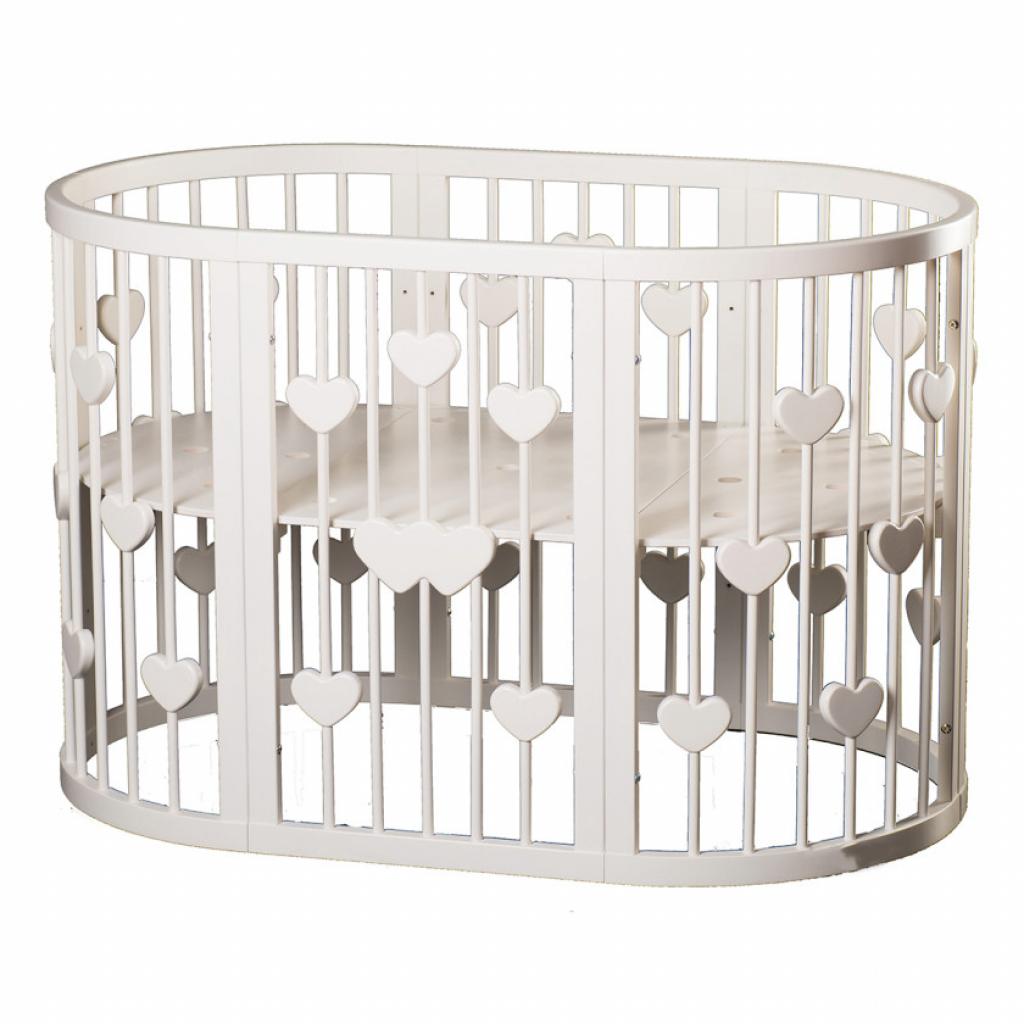 Ліжечко Ingvart SMART BED ROUND з сердечками молочний (1349001) - зображення 1