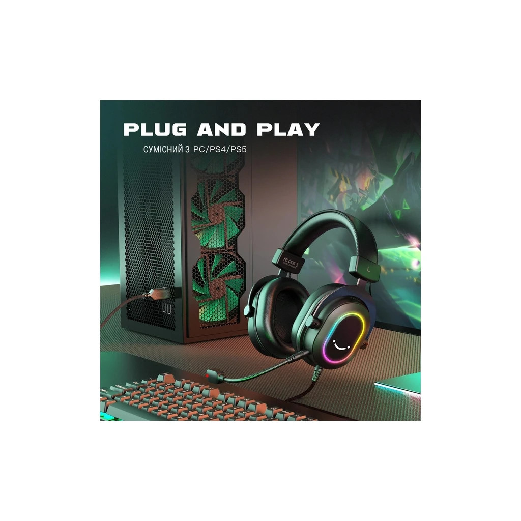 Навушники Fifine H6 RGB 7.1 Black - зображення 9