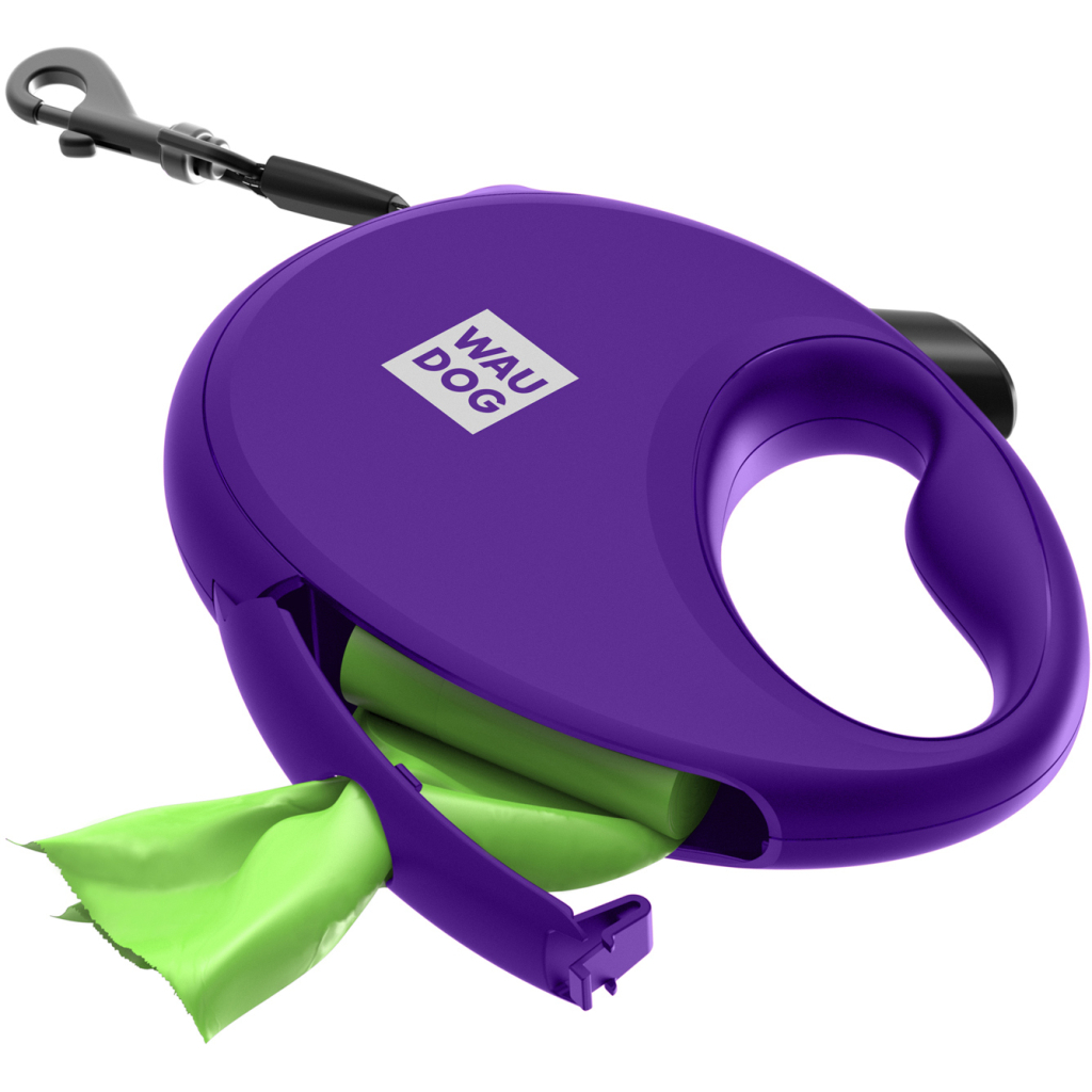 Повідець для собак WAUDOG R-leash з контейнером для пакетів S до 12 кг 3 м фіолетовий (26279) - зображення 4