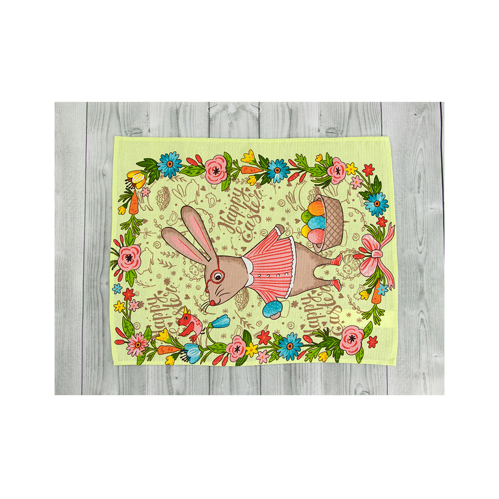 Рушник Руно вафельний набивний Великдень салатовий 45х60 см (205.15_Великдень салатовий_1) - зображення 2