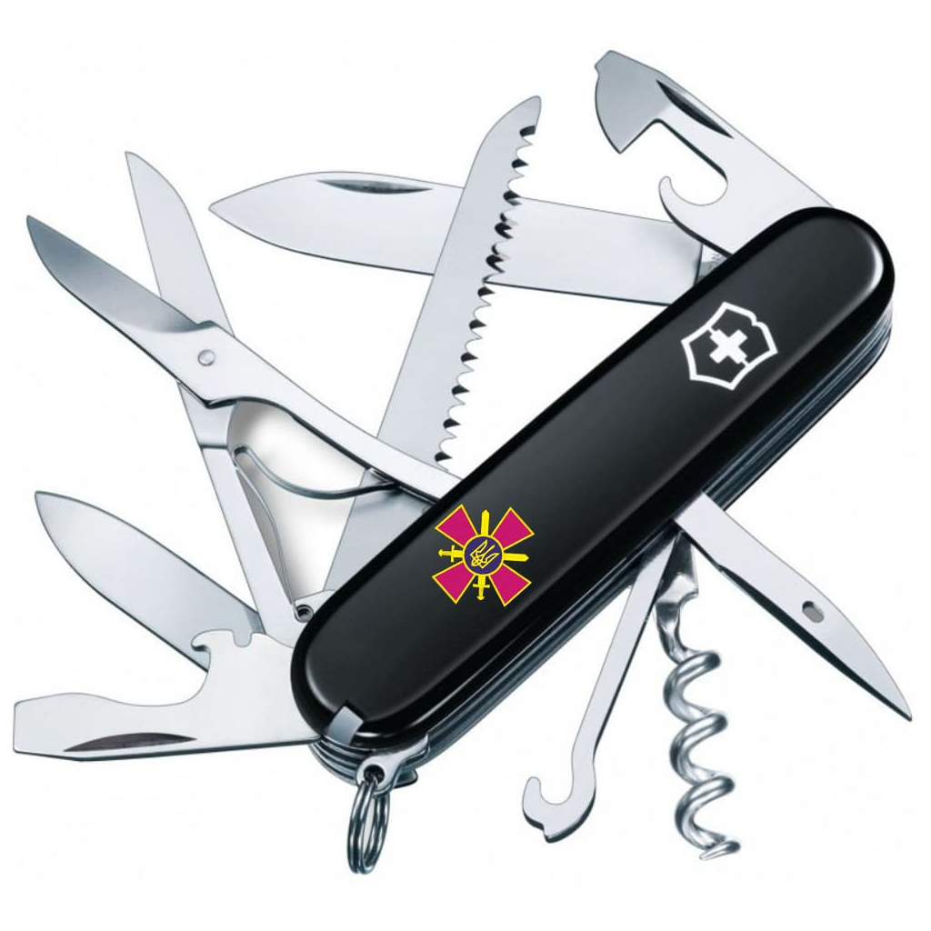 Ніж Victorinox Huntsman Army Black "Емблема СВ ЗСУ" (1.3713.3_W0020u) - зображення 1