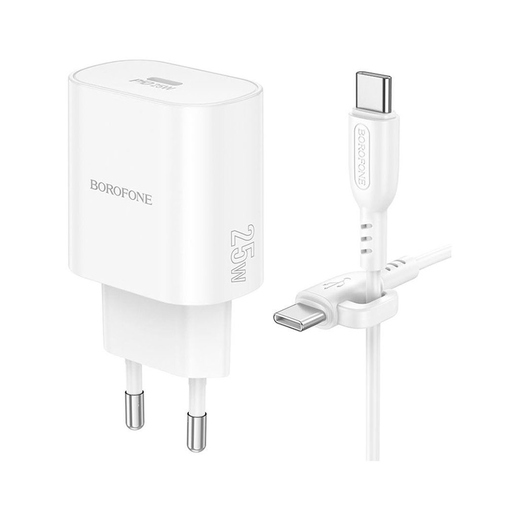 Зарядний пристрій BOROFONE BN26 Fuente USB-C PD20W + cable USB-C to USB-C White (6941991120251) - зображення 4