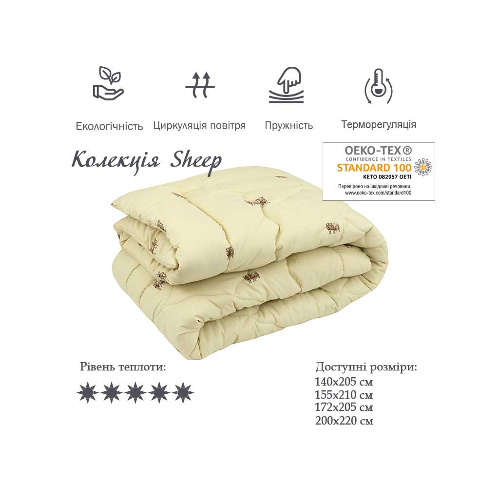 Ковдра Руно Вовняна Sheep в мікрофібрі 140х205 см (321.52ШУ_Sheep) - зображення 3
