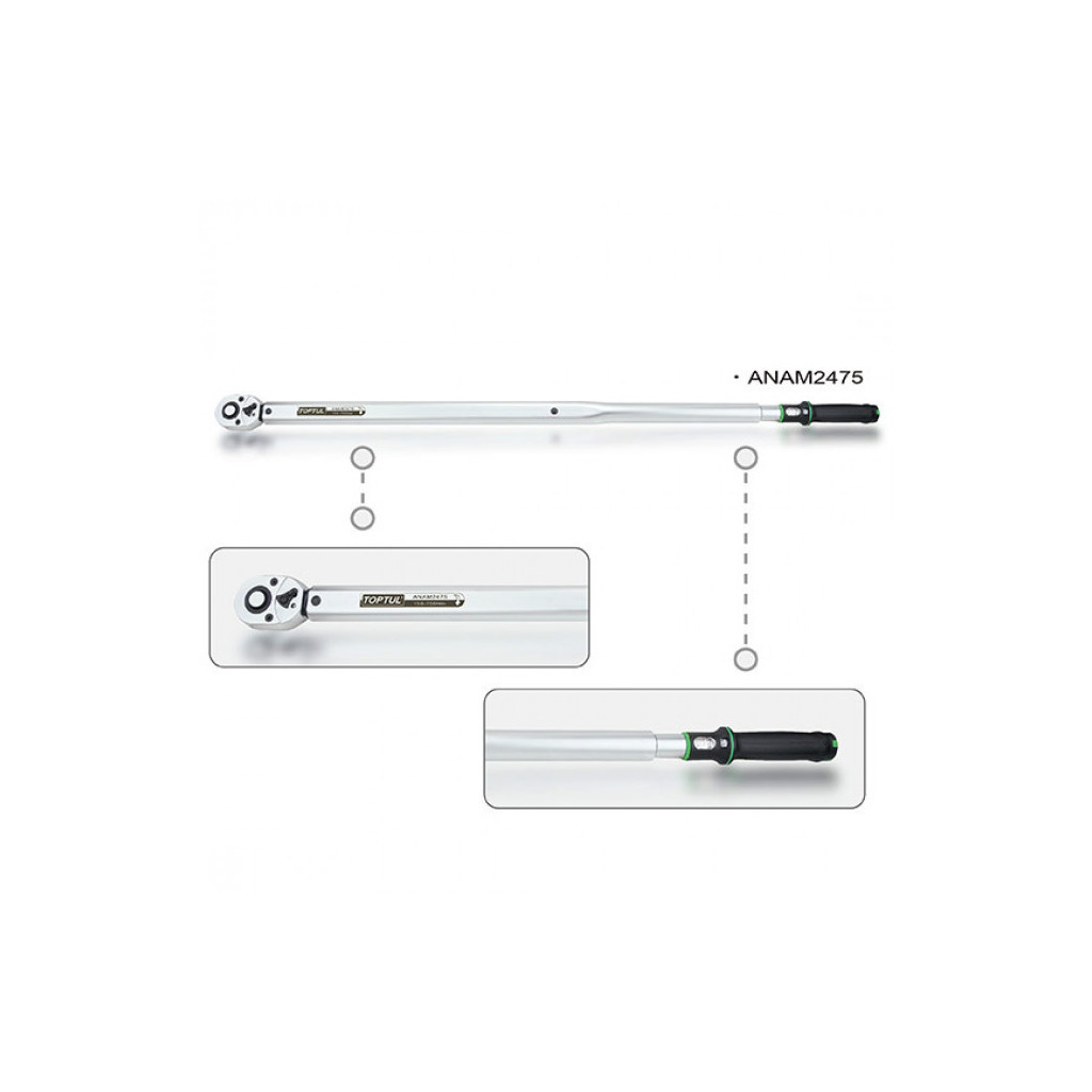Ключ Toptul динамометричний тріскачковий 3/4"x1150mm 150-750Nm (ANAM2475) - зображення 3