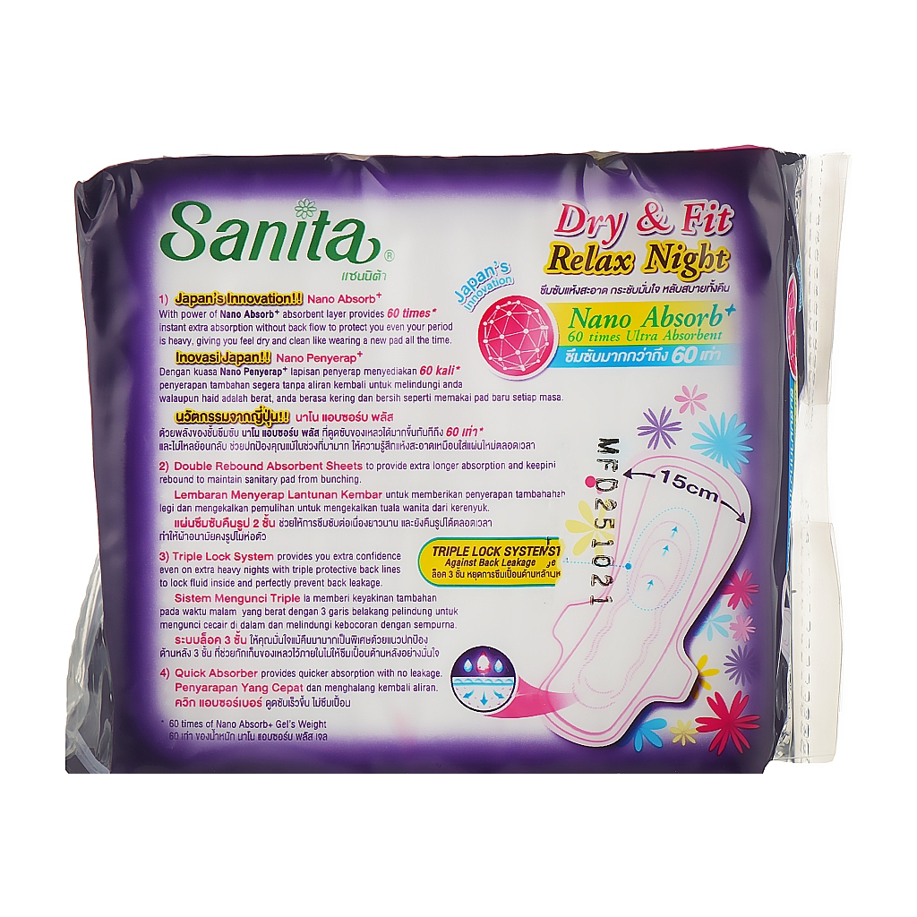 Гігієнічні прокладки Sanita Dry & Fit Relax Night Wing 29 см 8 шт. (8850461090353) - зображення 2