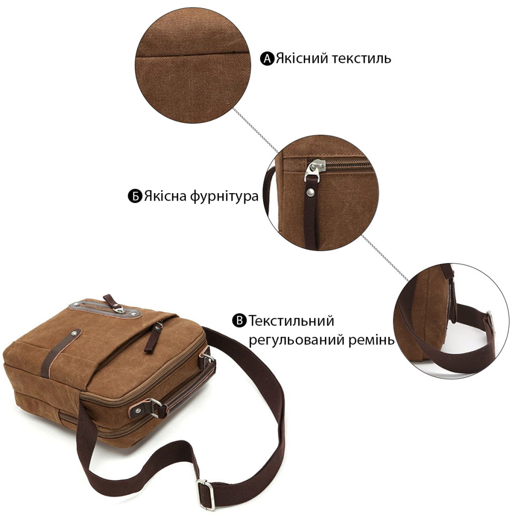 Сумка Vintage Текстильна Коричнева (20155) - зображення 5