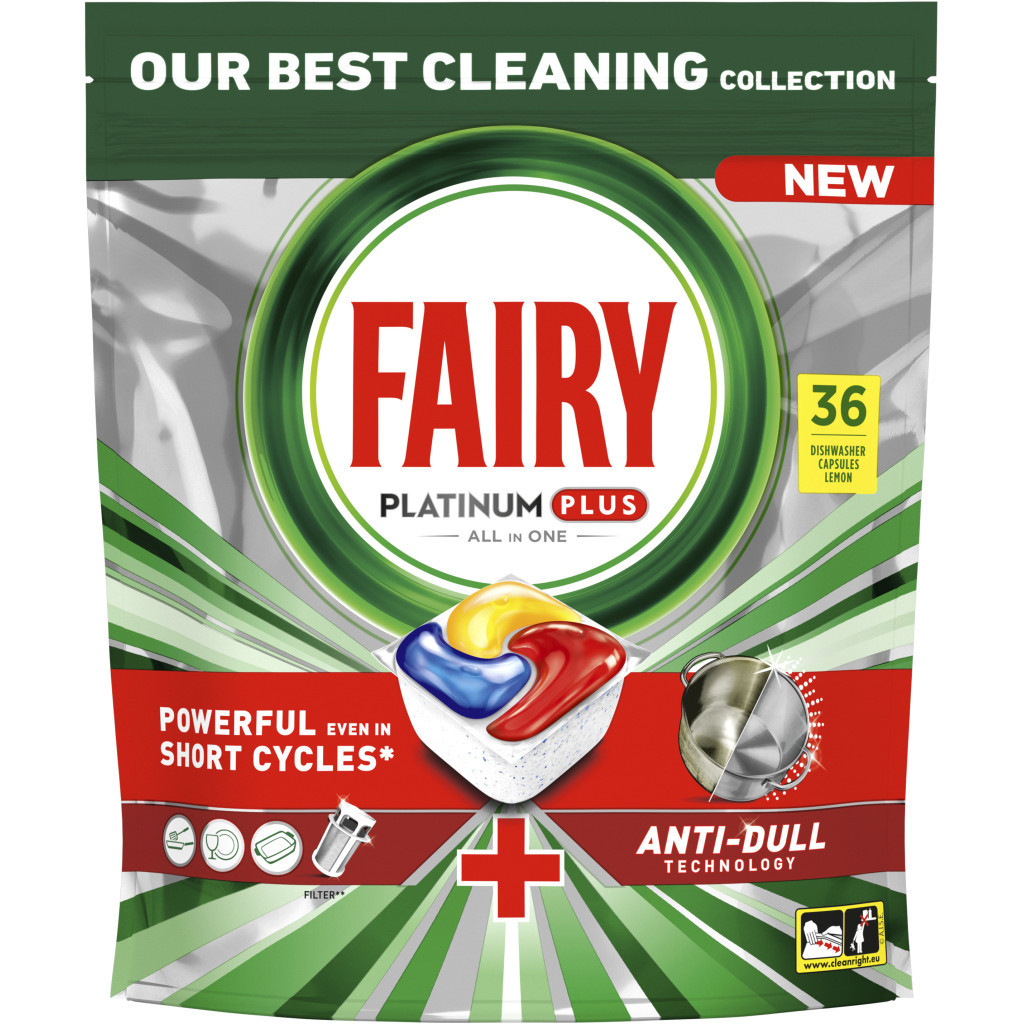 Таблетки для посудомийних машин Fairy Platinum Plus All in One Lemon 36 шт. (8001841956541/8700216236232) - зображення 1