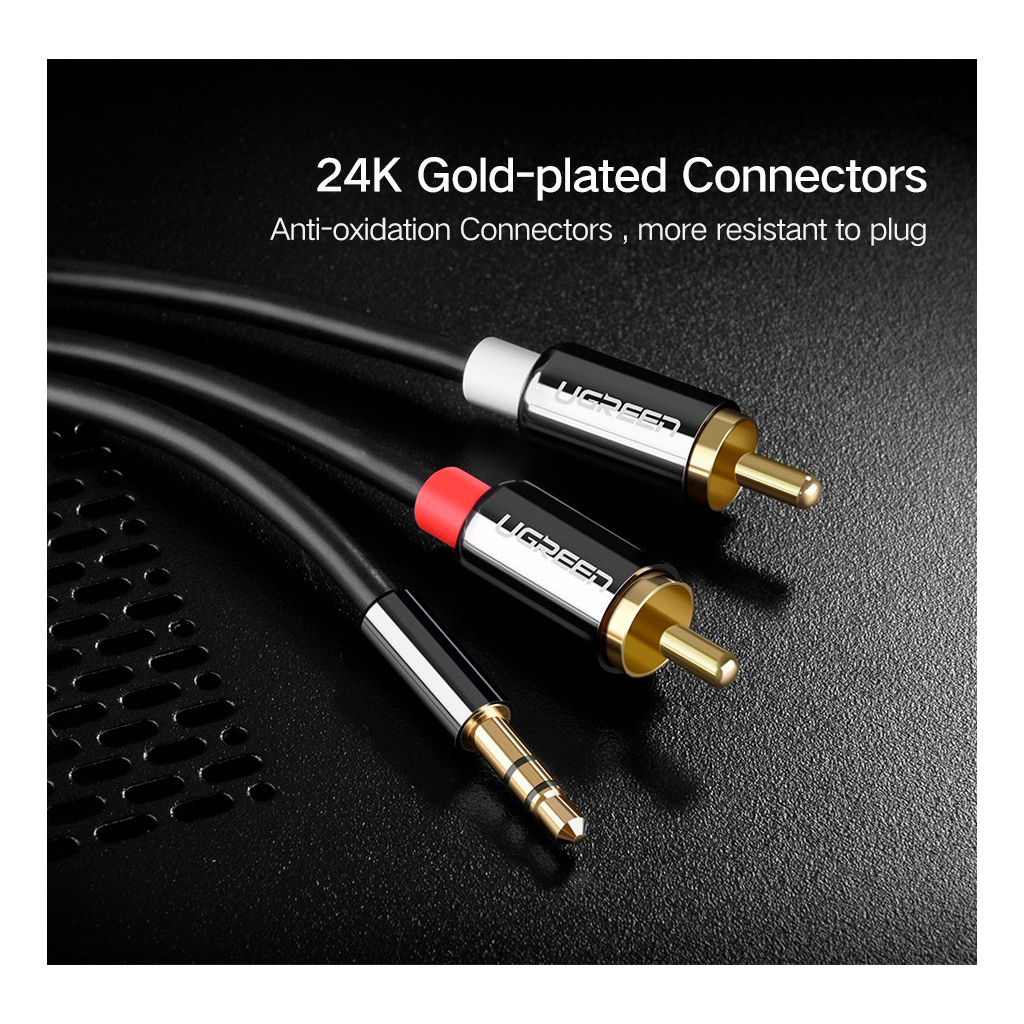 Кабель мультимедійний 3.5mm M to 2xRCA M 3.0m AV116 black Ugreen (10590) - picture 7