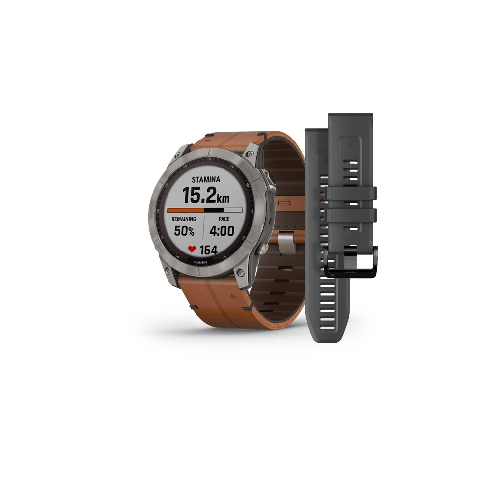 Смарт-годинник Garmin fenix 7X Sapph Sol Titanium w/ Chestnut Leather, GPS (010-02541-19) - зображення 1