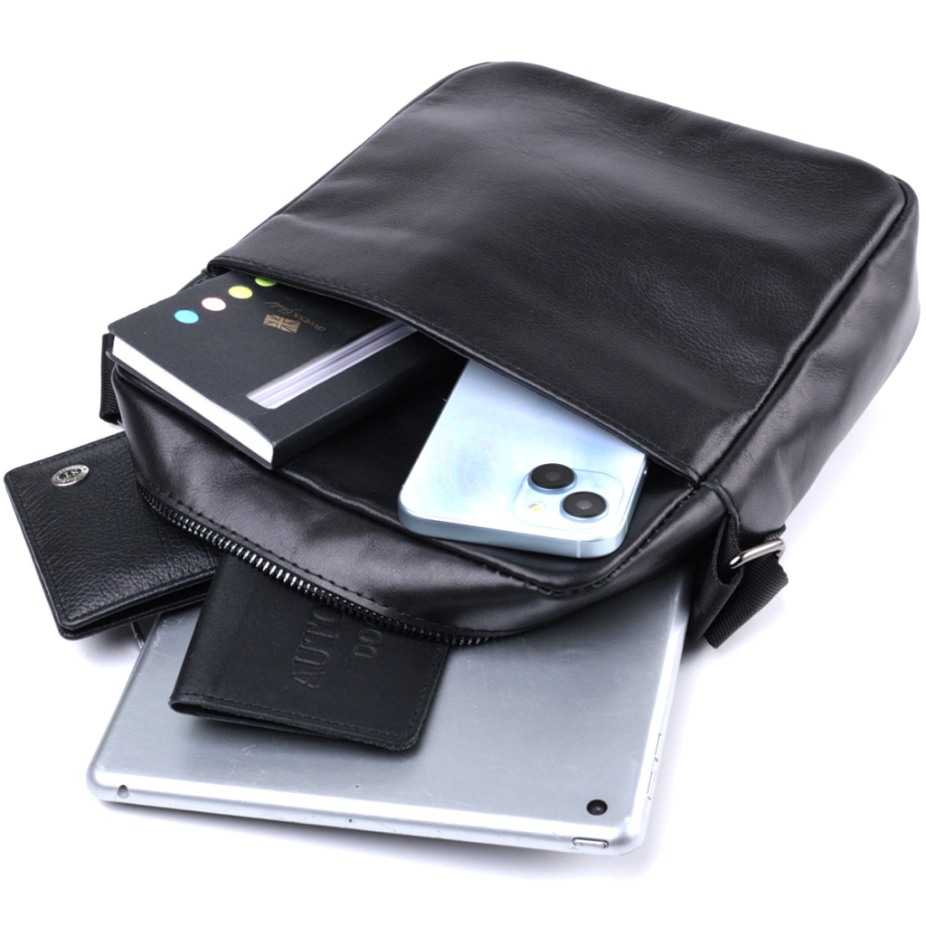 Сумка Shvigel Через плече з натуральної шкіри Чорна (22849) - зображення 8