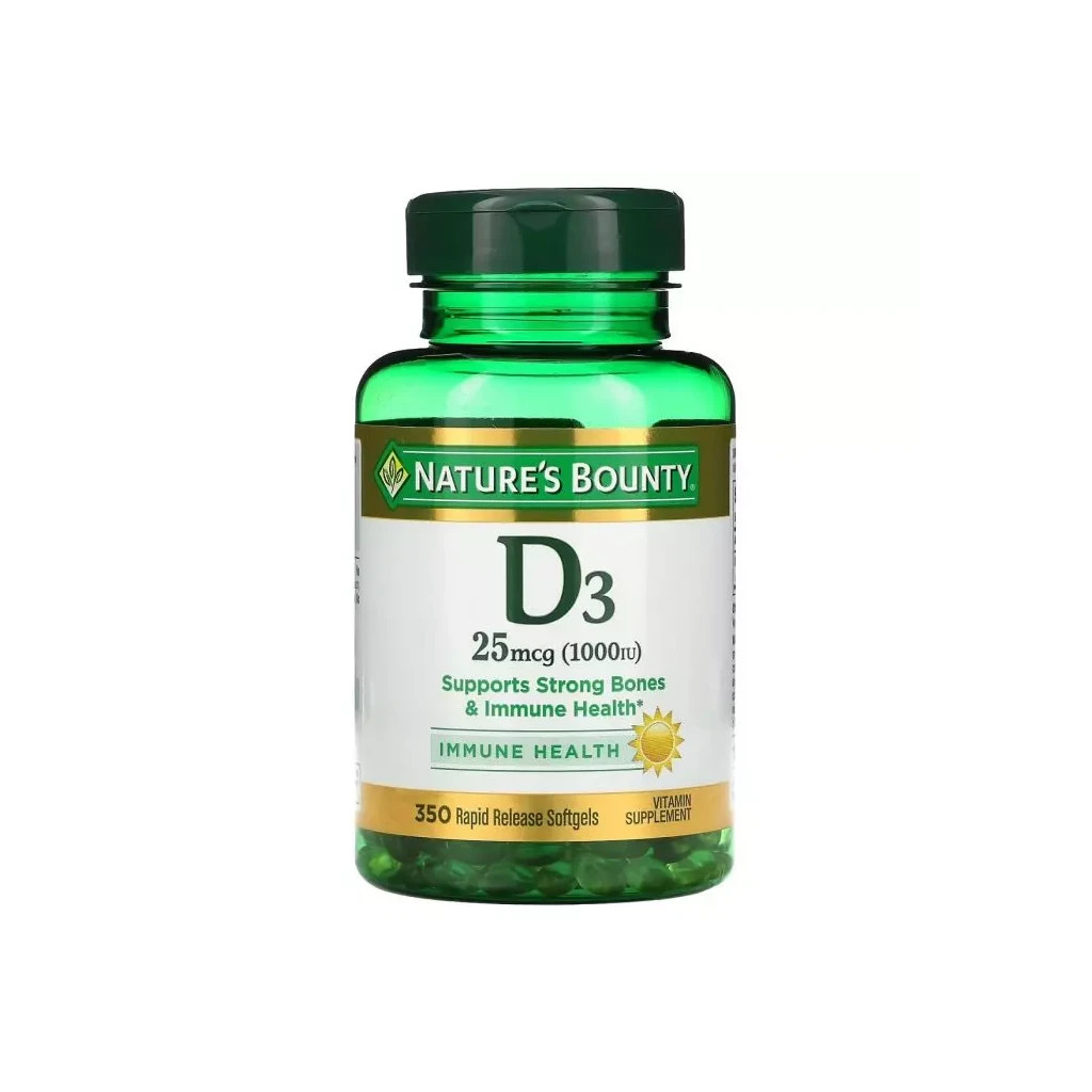 Вітамін Nature's Bounty Вітамін D3 швидкого вивільнення, 1000 МО, 25 мкг, Vitamin D, 350 (NRT-30413) - зображення 1