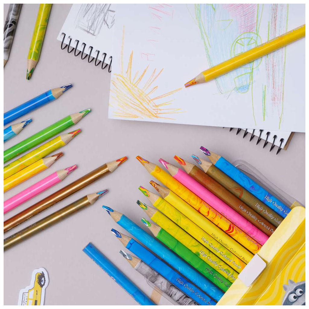 Олівці кольорові Школярик Джамбо Веселка З точилкою 12 кольорів (312118002-UA) - изображение 3