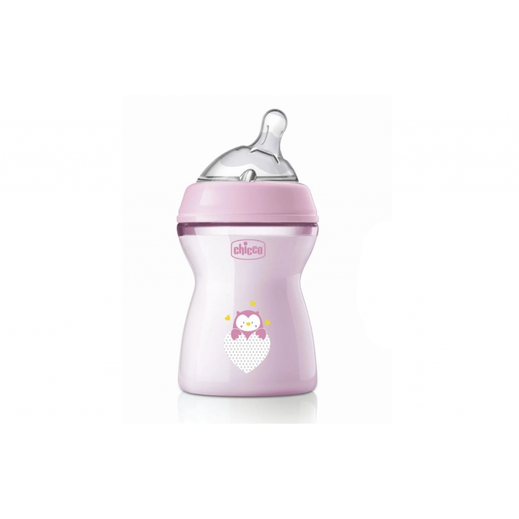 Пляшечка для годування Chicco Natural Feeling силікон середній потік 250мл рожева (81323.10) - зображення 1