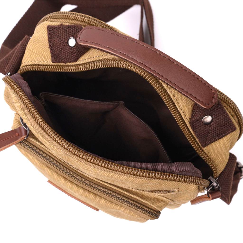 Сумка Vintage Вертикальна з текстилю Пісочна (22239) - зображення 6