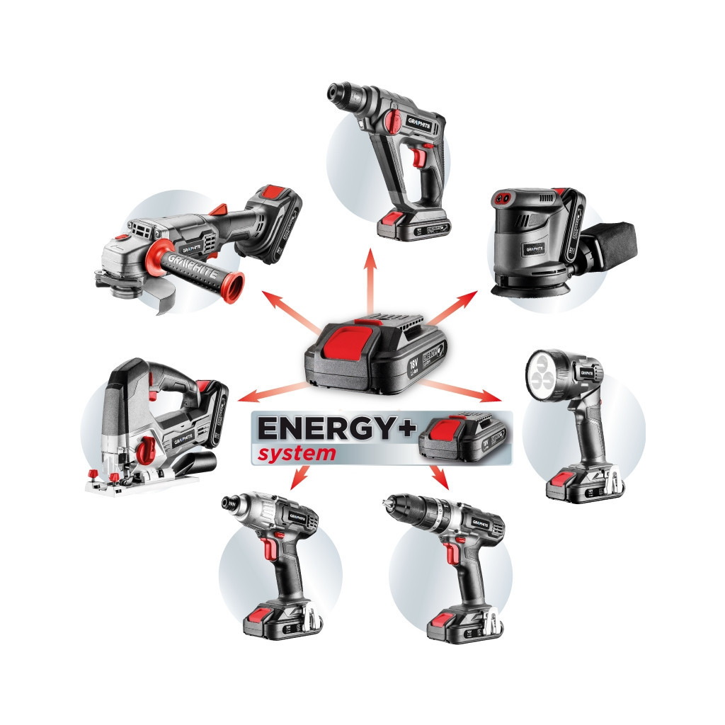 Шуруповерт Graphite Energy + SET, 18В, 2х2.0 Ач, 109ед. кейс (58G022-PS15) - зображення 11
