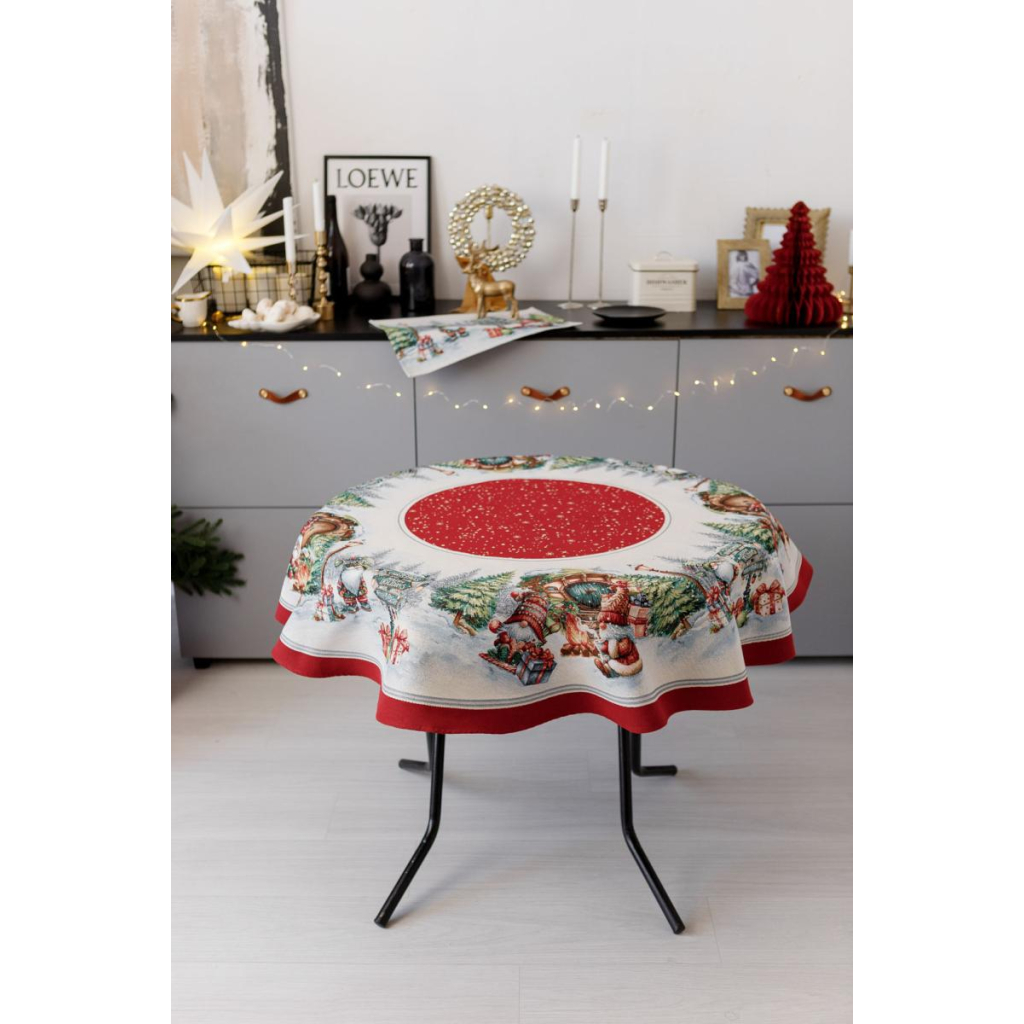 Скатертина Прованс гобеленова Різдвяне багаття Dх180 см (038396) - зображення 2