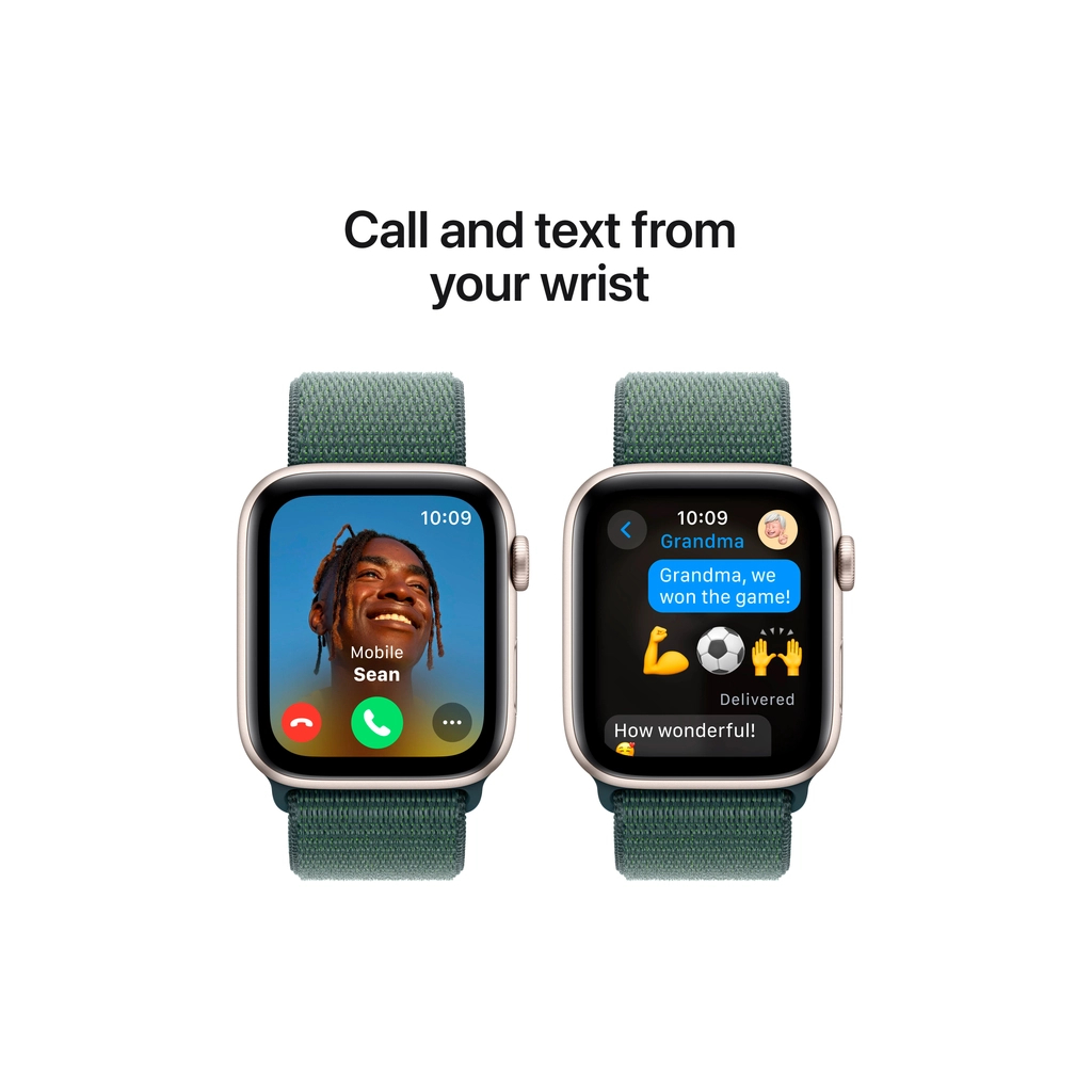 Смарт-годинник Apple Watch SE 2024 GPS 44mm Starlight Aluminium Case with Lake Green Sport Loop (MXEW3QH/A) - зображення 4