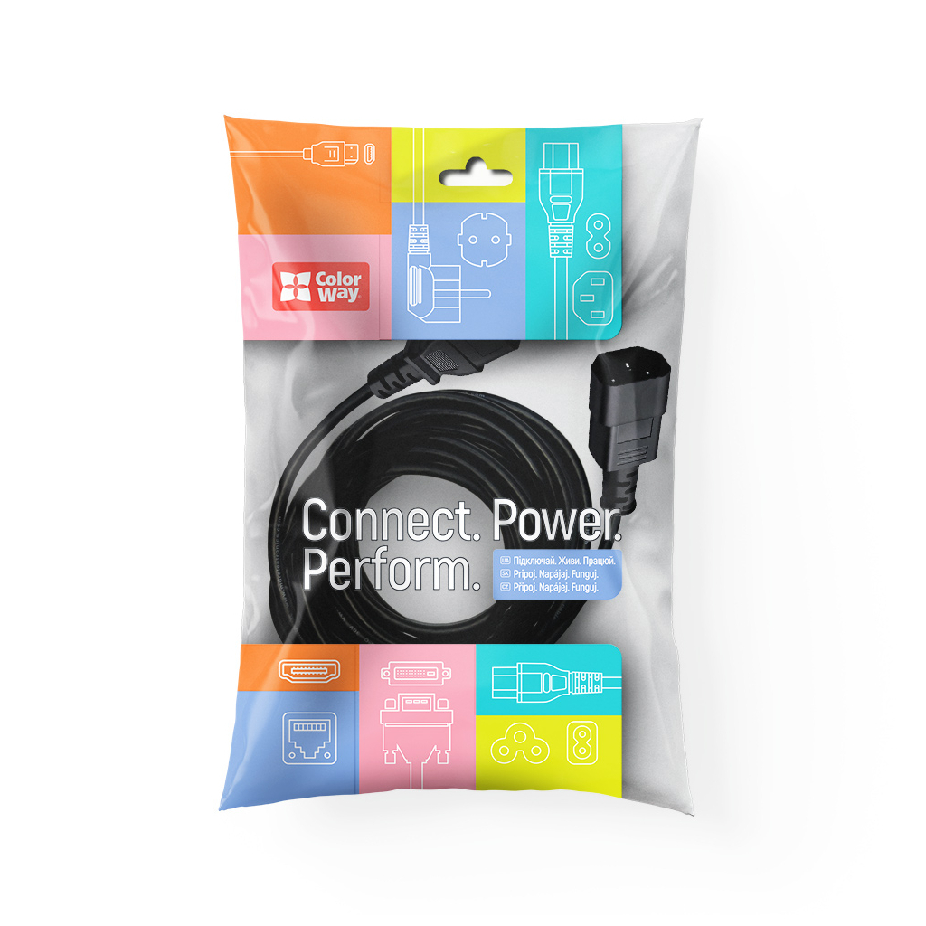 Кабель живлення C13 to C14 1.8m black ColorWay (CW-CBP087-BK) - зображення 5