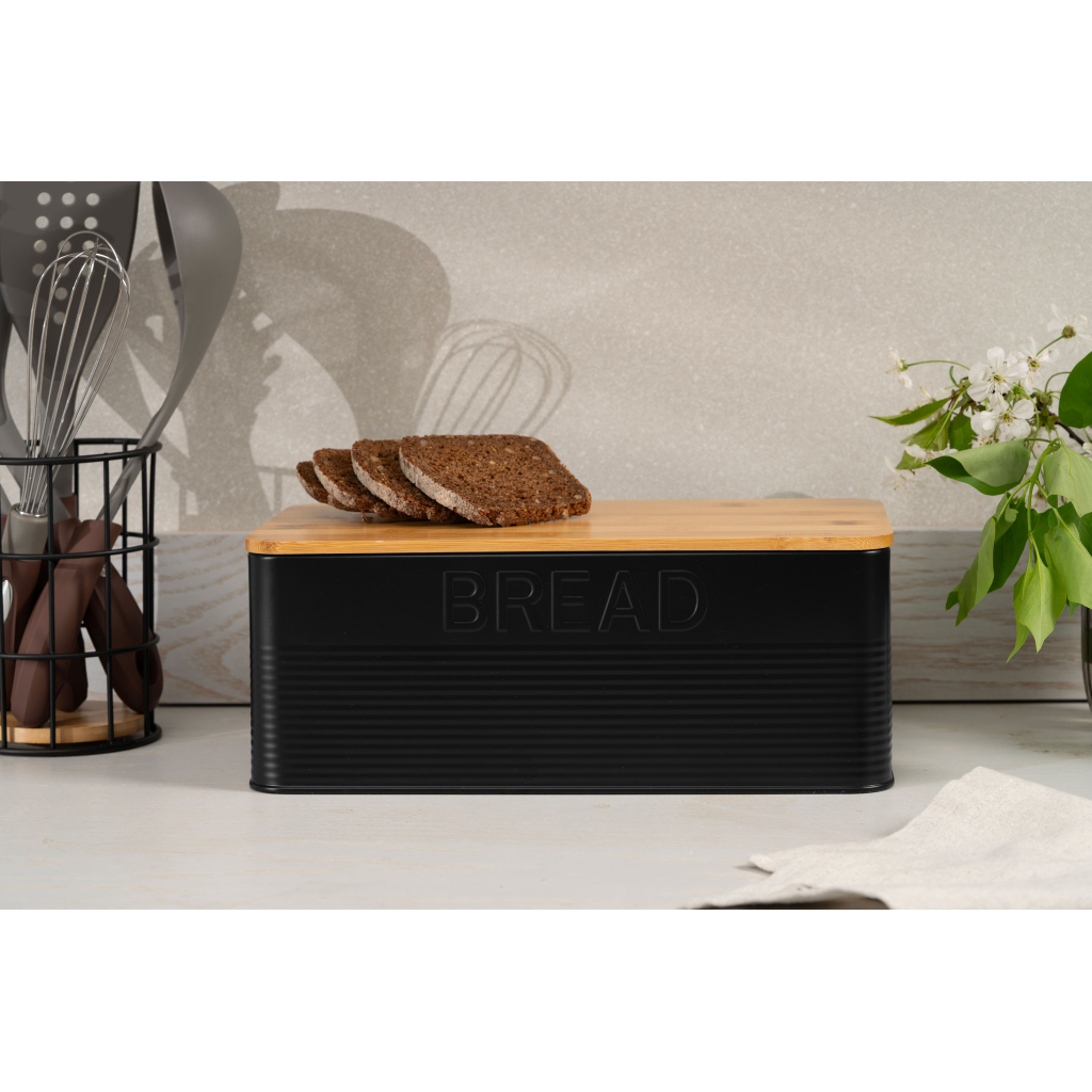 Хлібниця Ardesto Midori 33х18х12см, метал, бамбук, чорний (AR0912BB) - зображення 10