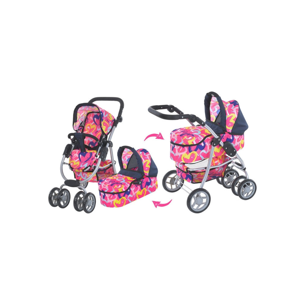 Коляска для ляльок Melogo 9662M pink/heart (Melogo 9662M pink/heart) - зображення 3