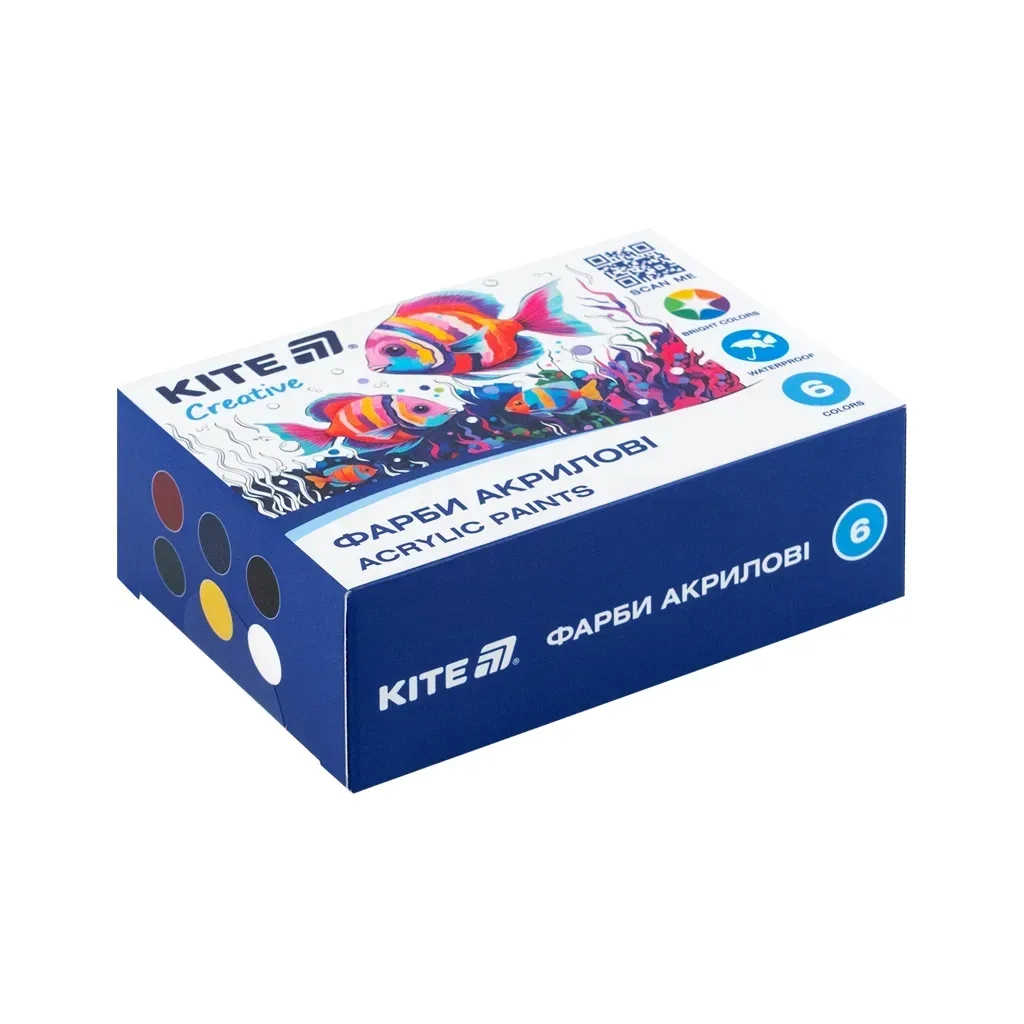 Акрилові фарби Kite Creative 6 кольорів, 20 мл (K-271) - изображение 1