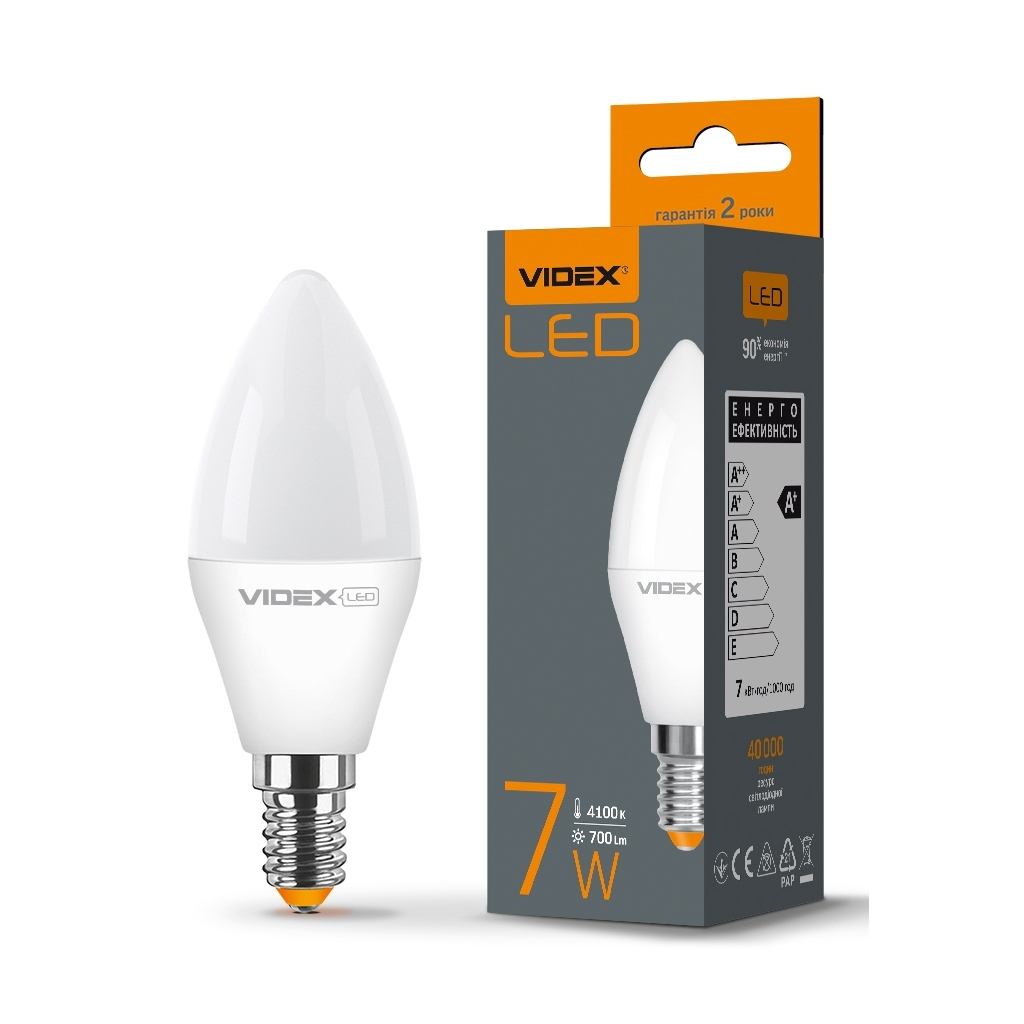 Лампочка Videx LED C37e 7W E14 4100K (VL-C37e-07144) - зображення 3