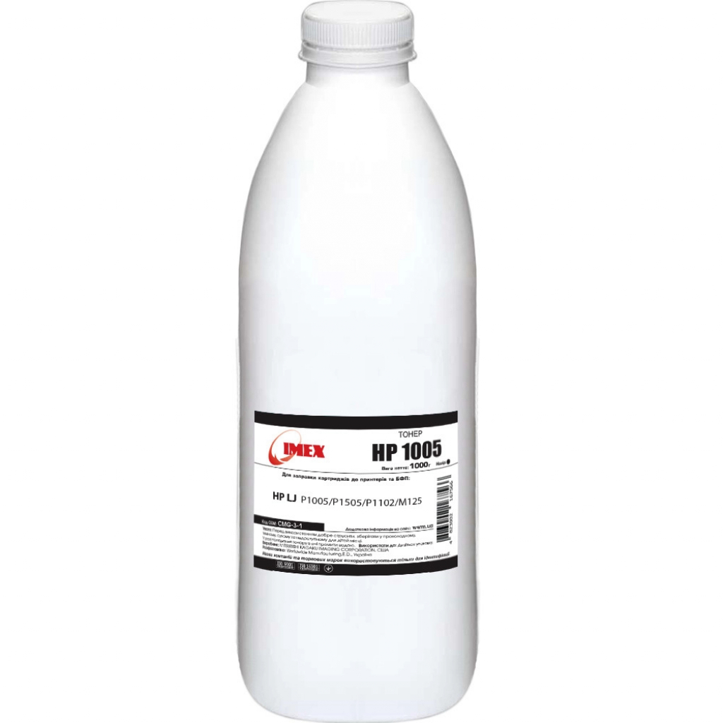 Тонер Imex HP LJ P1005/P1505/P1102/M125, 1000г Black (CMG-3-1) - зображення 1