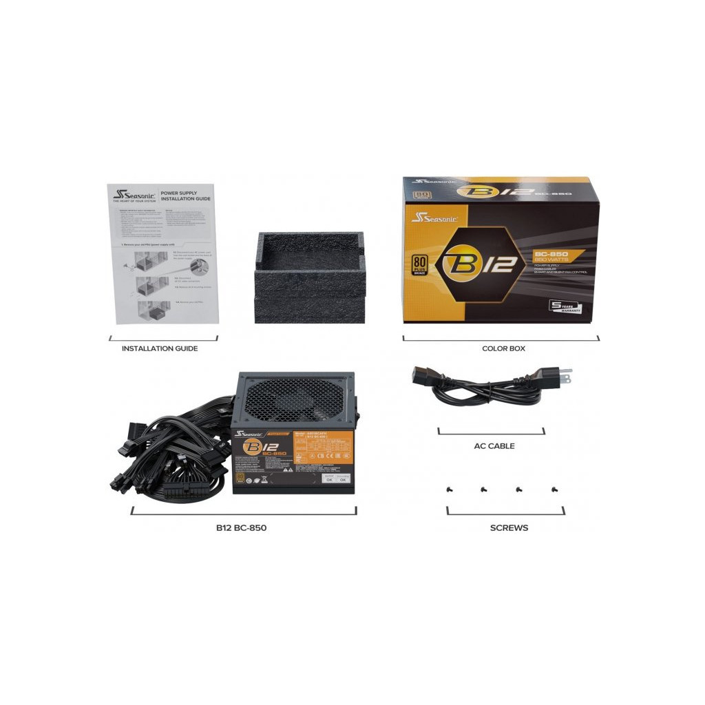 Блок живлення Seasonic 850W B12 Bronze (A851BCAFH) - изображение 5