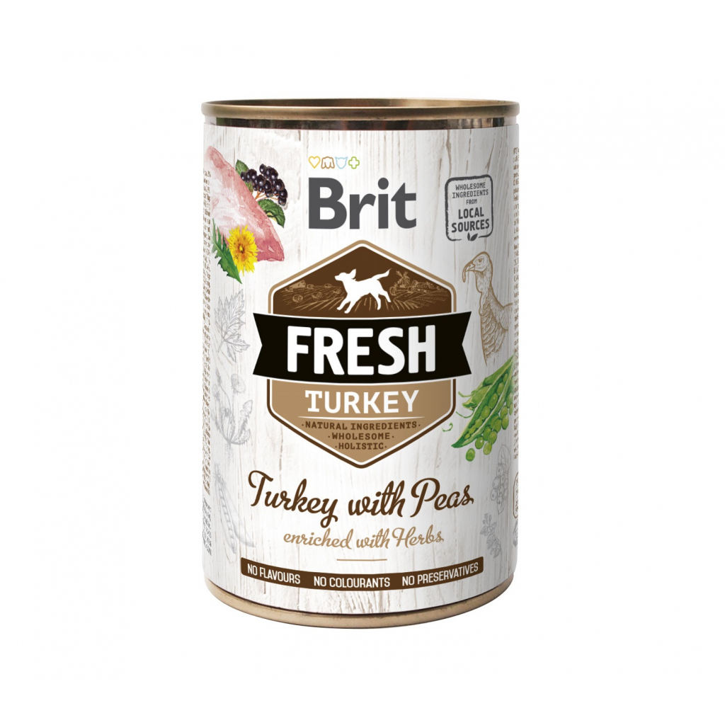 Консерви для собак Brit Fresh Turkey/Peas 400 г (з індичкою та горошком) (8595602533879) - зображення 1