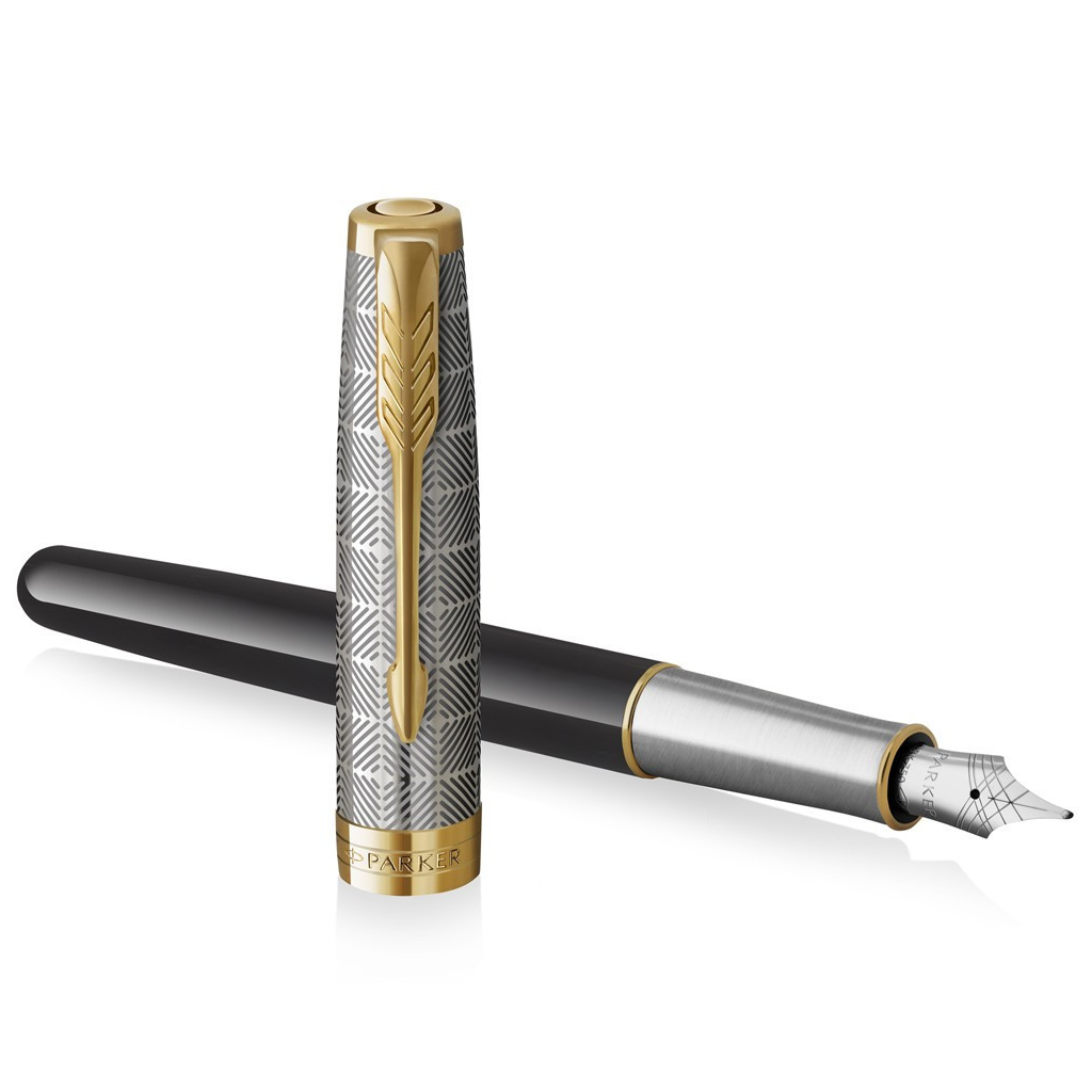 Ручка пір'яна Parker SONNET 17 Metal & Black Lacquer GT FP18 F (68 111) - изображение 3