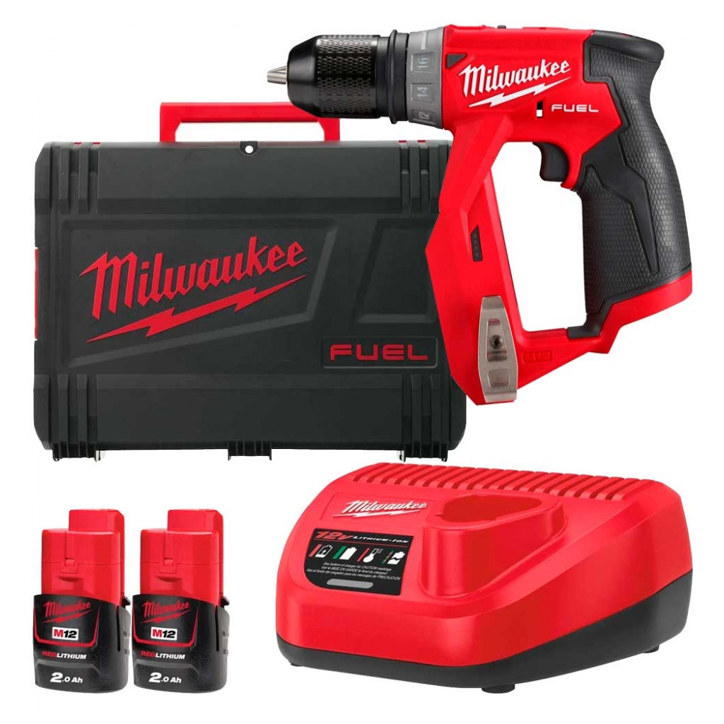 Шуруповерт Milwaukee M12 FDDXKIT-202X, 34 Нм, 2x2Аг, 4 насадки, кейс (4933464979) - зображення 1