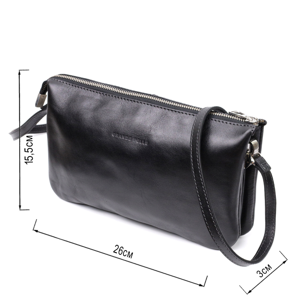 Сумка Grande Pelle З натуральної шкіри Чорна (11657) - зображення 3